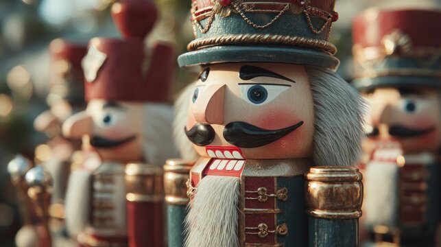 idyllic nutcracker soldiers with children laughing, - Powered by Adobe