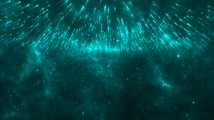 Dynamic Teal Blue Particles Shower Stage Background