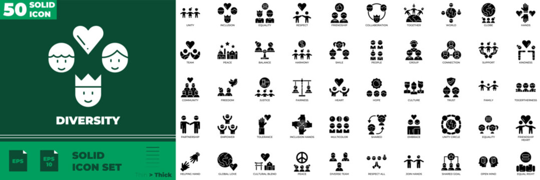 Diversity Solid Editable Icons set