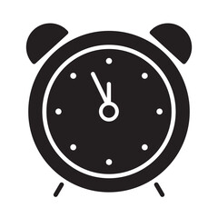 Alarm clock solid icon showing five minutes to midnight &ndash; New Year countdown, vector illustration