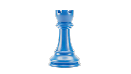 Blue Chess Rook Isolated on White Background
