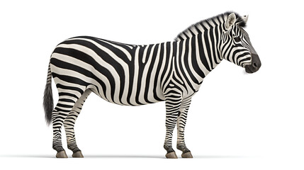 Naklejka premium Close-up of a realistic zebra's backside against a white background, facing the camera