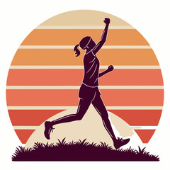 Obraz premium Running man silhouette vector illustration in action playing sports