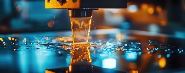 Applying liquid crystal to electronic component.