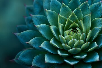 Fototapeta premium Succulent Close Up Abstract Geometry in Nature Ornamental Plant Green Leaves with Red Edges Natural Pattern Macro Detail Vibrant Color