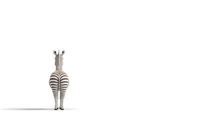 Naklejka premium Realistic backside of zebra on white background, frontal view