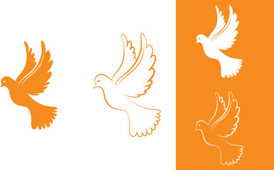 Stylized Orange Doves in Flight Collection