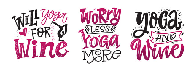 Hand drawn doodle lettering quote about yoga, gym, fitness, sport. Lettering for t-shirt design, mug print, bag print, clothes fashion. 100% hand drawn vector image.
