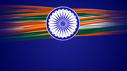 Ashoka Chakra with Indian Tricolor Streaks for Patriotic Republic Day