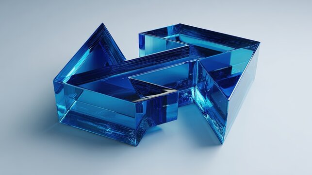 Blue glass abstract arrow geometric structure modern shiny 3d render - Powered by Adobe