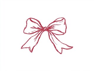 A hand-drawn illustration of a red ribbon tied in a bow, perfect for wedding invitations, gift tags, and celebratory decor