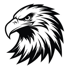 american eagle head black and white silhouette on white background