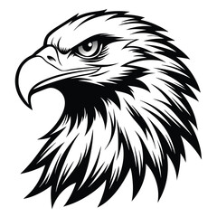 american eagle head black and white silhouette on white background