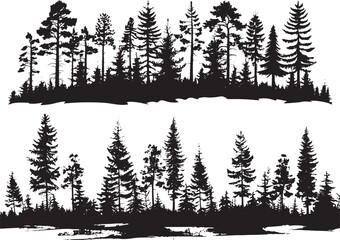 Pine trees silhouettes