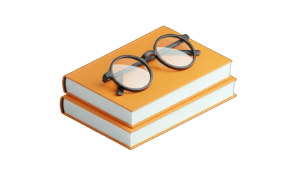 Books with Glasses on Top: Education Concept