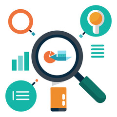 vector magnifying glass with flat icon