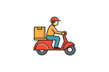 delivery man with cart and truck
