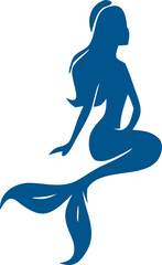 Flat mermaid silhouette icon for modern design, perfect for summer themes and tropical graphics.