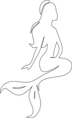 Mermaid outline vector symbol ideal for nautical themes, creative branding, and children’s fairytale illustrations.