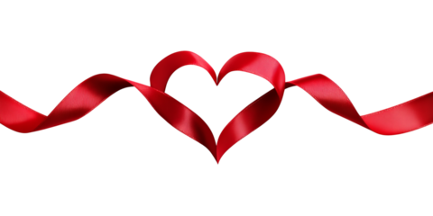 Red Ribbon Heart Shape isolated on a transparent background 1