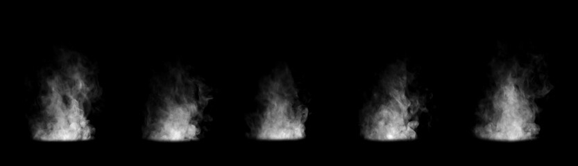 White smoke rising on a black background, creating a dramatic vapor effect ideal for overlays, special effects, film production, design elements, and creative visual compositions in digital artwork.