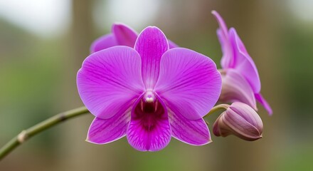 Vibrant Purple Orchid Blossom in Natural Light.