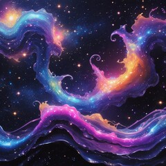 Gelombang nebula kosmik yang cerah berkilauan di angkasa luar