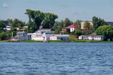 Naklejka premium City houses (former merchants' houses) on Chelyuskintsev Street. Kalyazin, Kalyazinsky district, Tver region