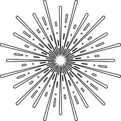 Obraz premium Fireworks Burst Silhouettes Outline Illustration