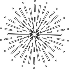 Obraz premium Fireworks Burst Silhouettes Outline Illustration