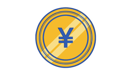 Fototapeta premium Golden Coin With Japanese Yen Symbol In Center Isolated On Black Background