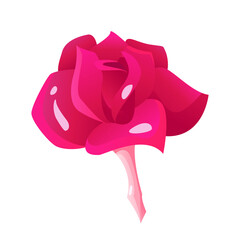 Rose Isolated on a White Background. Love and Romance Concept. Vector Cartoon Illustration.