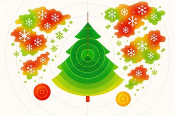 Festive Christmas Tree with Gradient Snowflakes