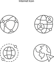 Obraz premium Globe Icon vector illustration, symbol of internet, www symbol, Web icon, website, homepage icon set, earth clip art, globe symbol isolated on a white background
