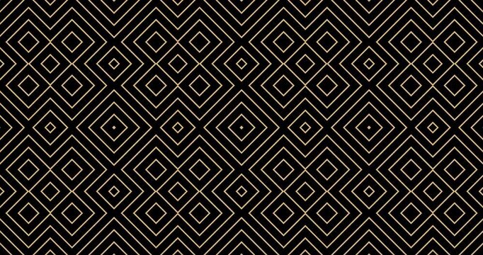 Elegant Art Deco Golden Square Pattern Loop in 4K &mdash; Luxury Black and Gold Geometric Animation, Seamless Gatsby Style Decorative Retro Design