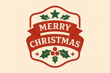Classic Merry Christmas Holly Badge