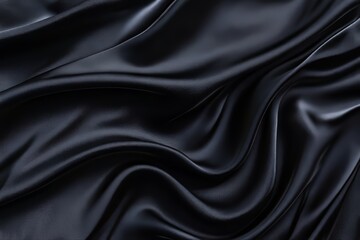 Fototapeta premium Elegant backdrop showcasing flowing black silk with luxurious texture and soft curves in shadows