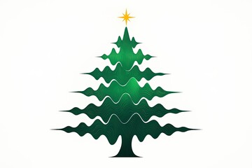 Stylized Wavy Christmas Tree with Golden Star