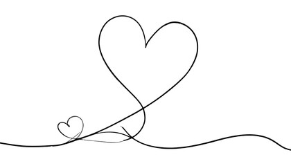 A dark image featuring a large heart with a smaller heart drawn connected by a fine line