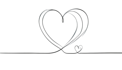 Artistic depiction of interconnected hearts. Delicate line art against a stark black background