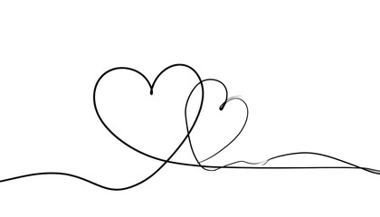 Two intertwined heart outlines, hand-drawn in faint white, rest on a black backdrop
