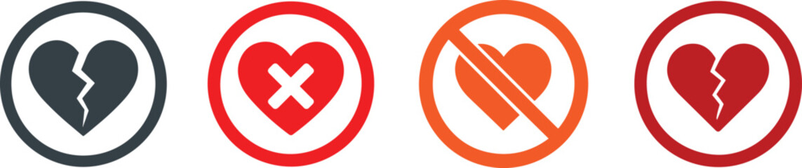 Obraz premium Broken heart icon shape in bold style for love, emotion and design uses icons.