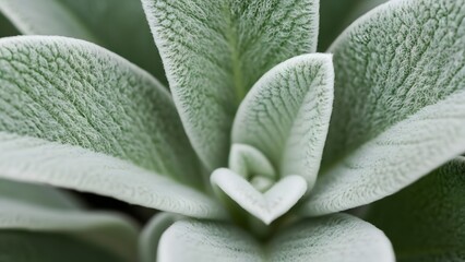 Obraz premium Close up of fuzzy green succulent leaves plant