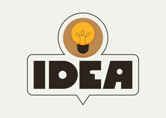 Geometric message speech bubble with Idea inscription and lightbulb emblem. Banner design for business and advertising. Vector illustration.