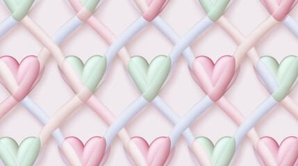 Pastel heart pattern with interwoven soft ribbons creating a gentle geometric lattice that conveys love