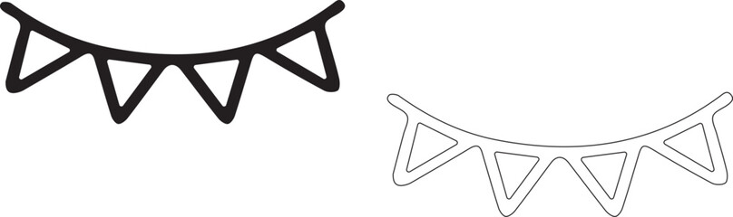 Festive paper garland. Editable vector silhouette.