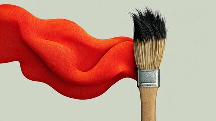 Paintbrush with flowing red paint creates dynamic visual impact, showcasing artistic expression and creativity in a vibrant and engaging design concept for artistic projects