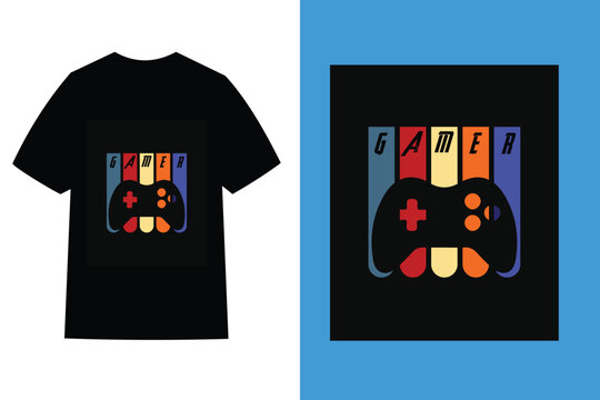 Retro gamer controller design tshirt graphic
