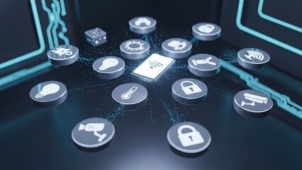 A dynamic visual of smart home automation connecting various IoT devices wirelessly for modern living and seamless control.