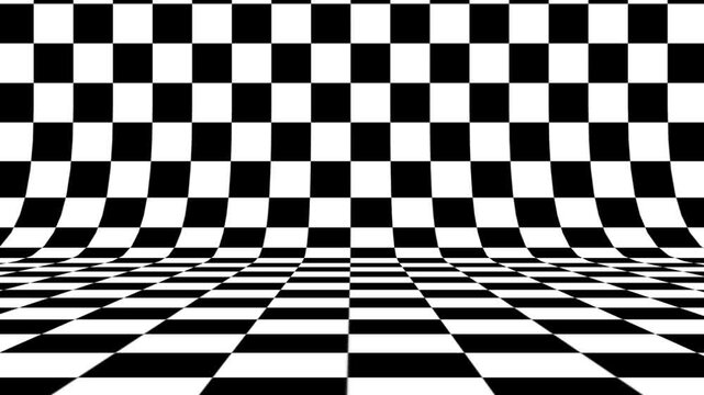 Illusion black and white checkered animated background